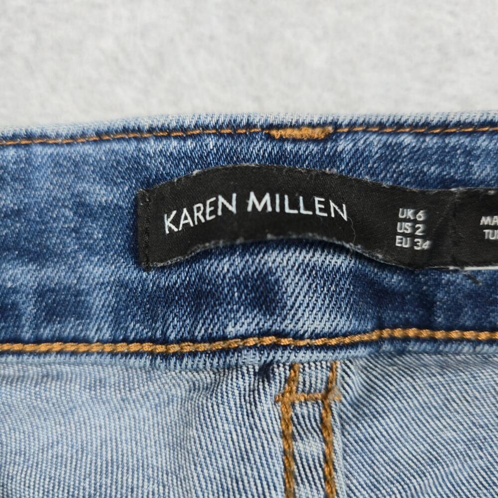 Karen Millen Womens Size 2 High Waist Jeans Grommet Waistband 26x26 - Picture 10 of 16